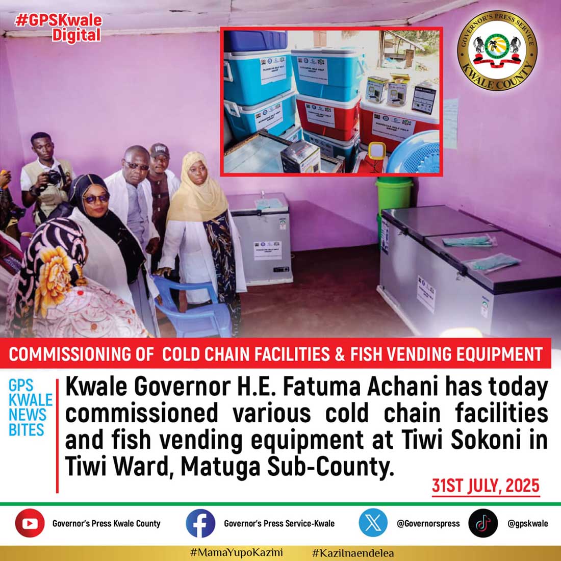 COMMISSIONING OF COLD CHAIN FACILITIES & FISH VENDING EQUIPMENT